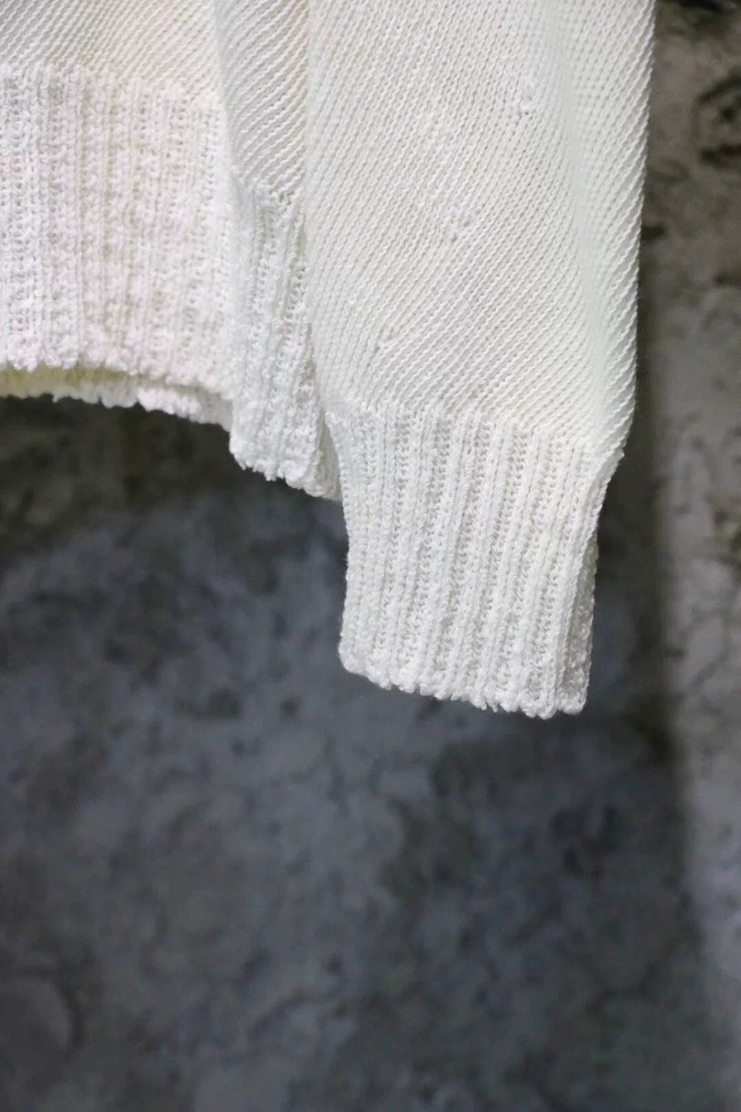 high collar knit sweater in white