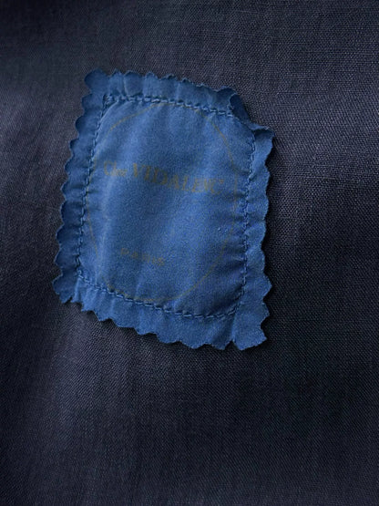 blue dyed linen long coat