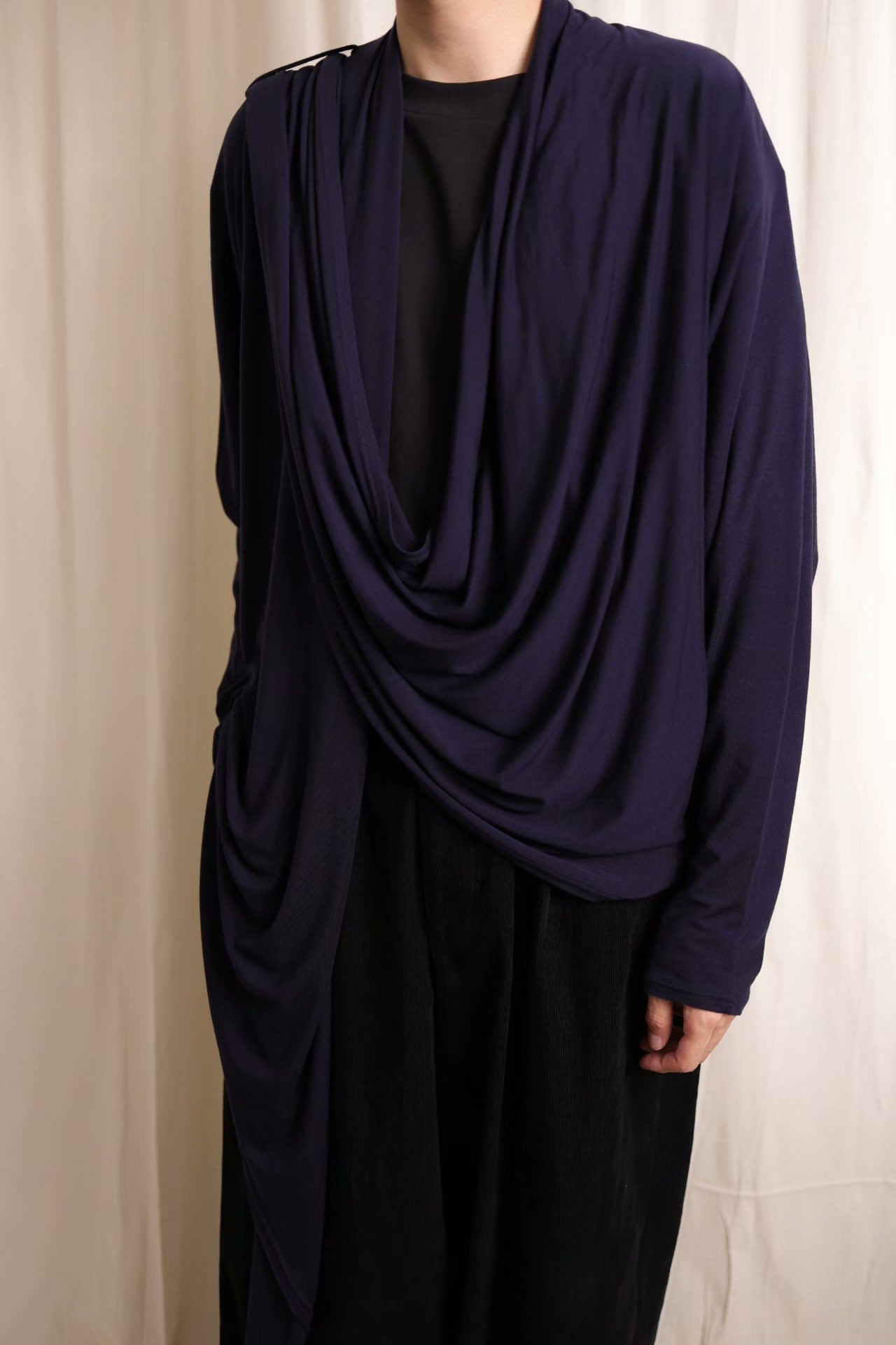 B Yohji Yamamoto Drape Collar Cardigan