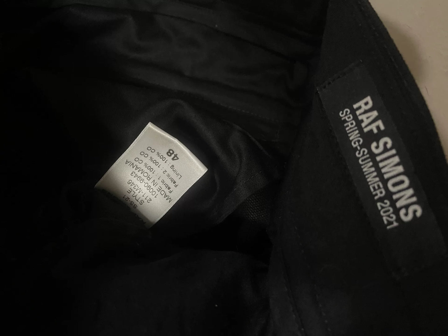 raf simons ss21 patchwork flared denim pants