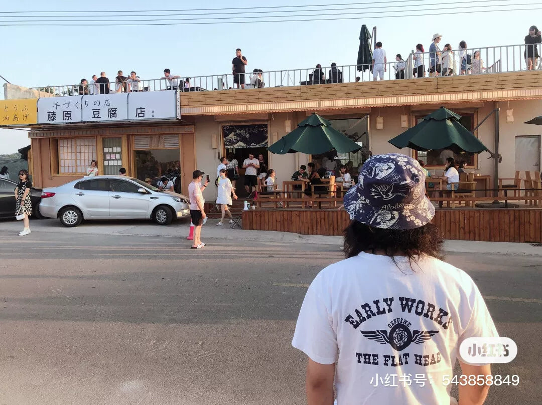 retro fisherman bucket hat navy blue