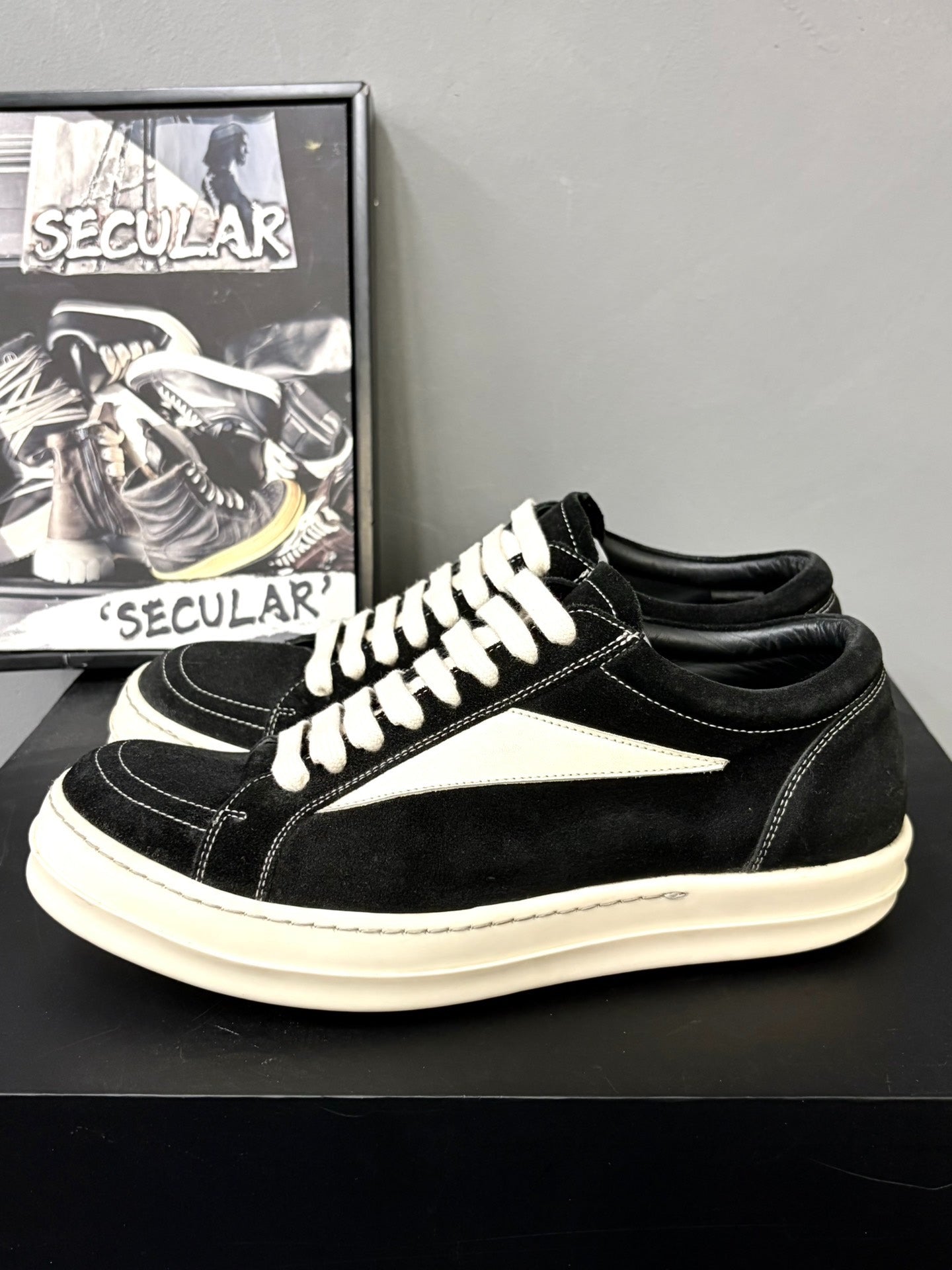 Rick Owens Main Line Black Suede Sneakers 41