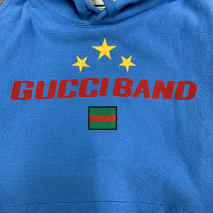 gucci blue logo hoodie with drawstrings