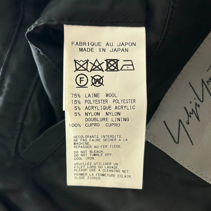 yohji yamamoto wool zip drawstring coat