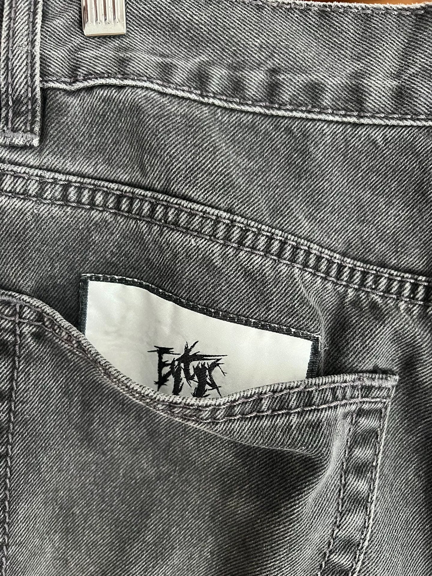 oversized gray-black vintage denim pants