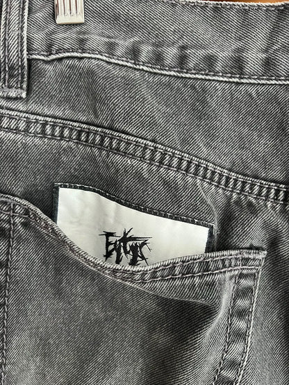 oversized gray-black vintage denim pants