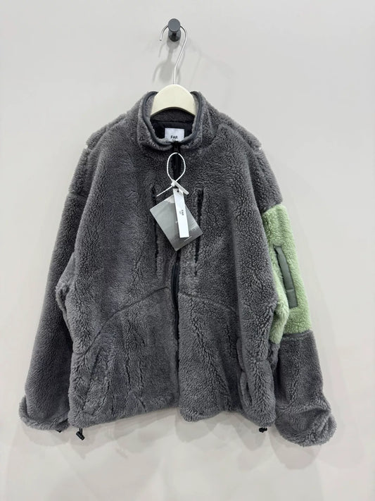 gray fleece zip-up jacket size M