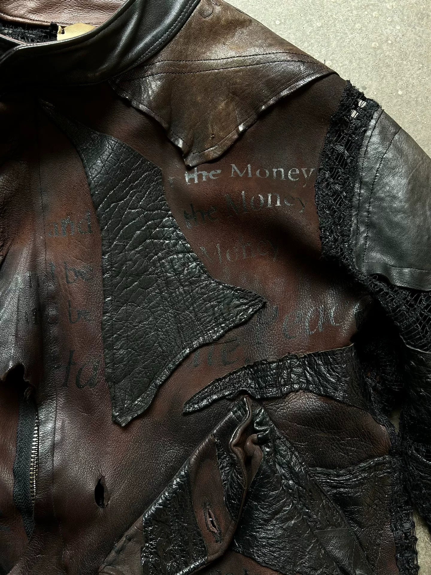 vintage patchwork leather jacket