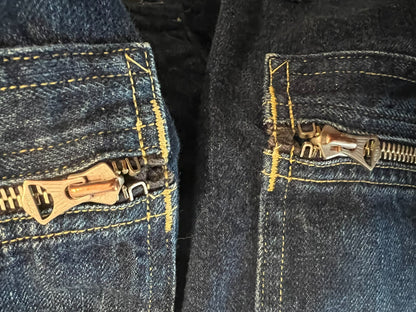 blue high-waisted straight leg jeans