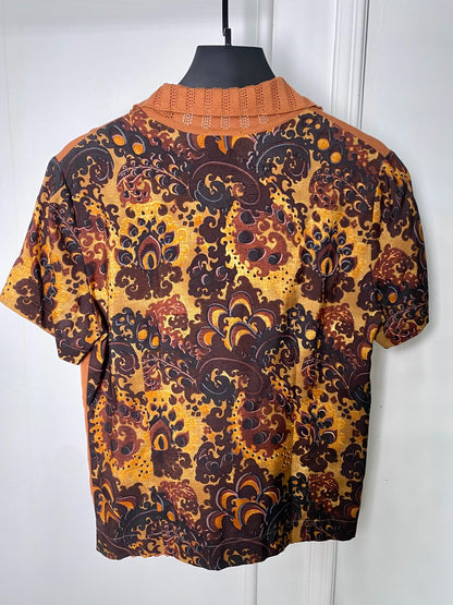 knotted collar short sleeve knit top