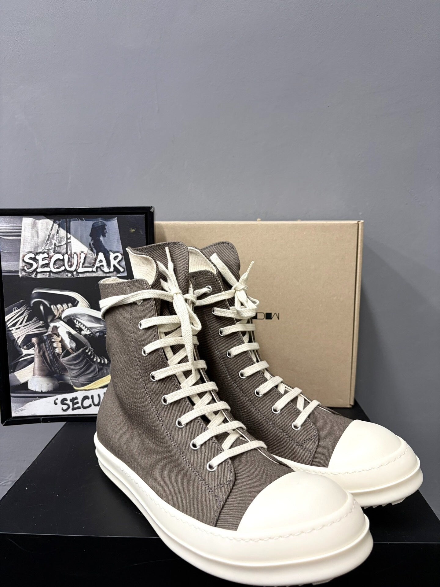 RickOwens Drkshdw High-Top Brown Canvas Sneakers
