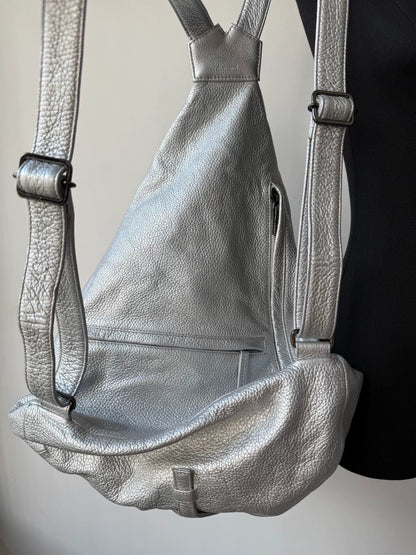 Yohji Yamamoto Silver Leather Backpack