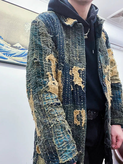 boro kofu custom patchwork denim coat