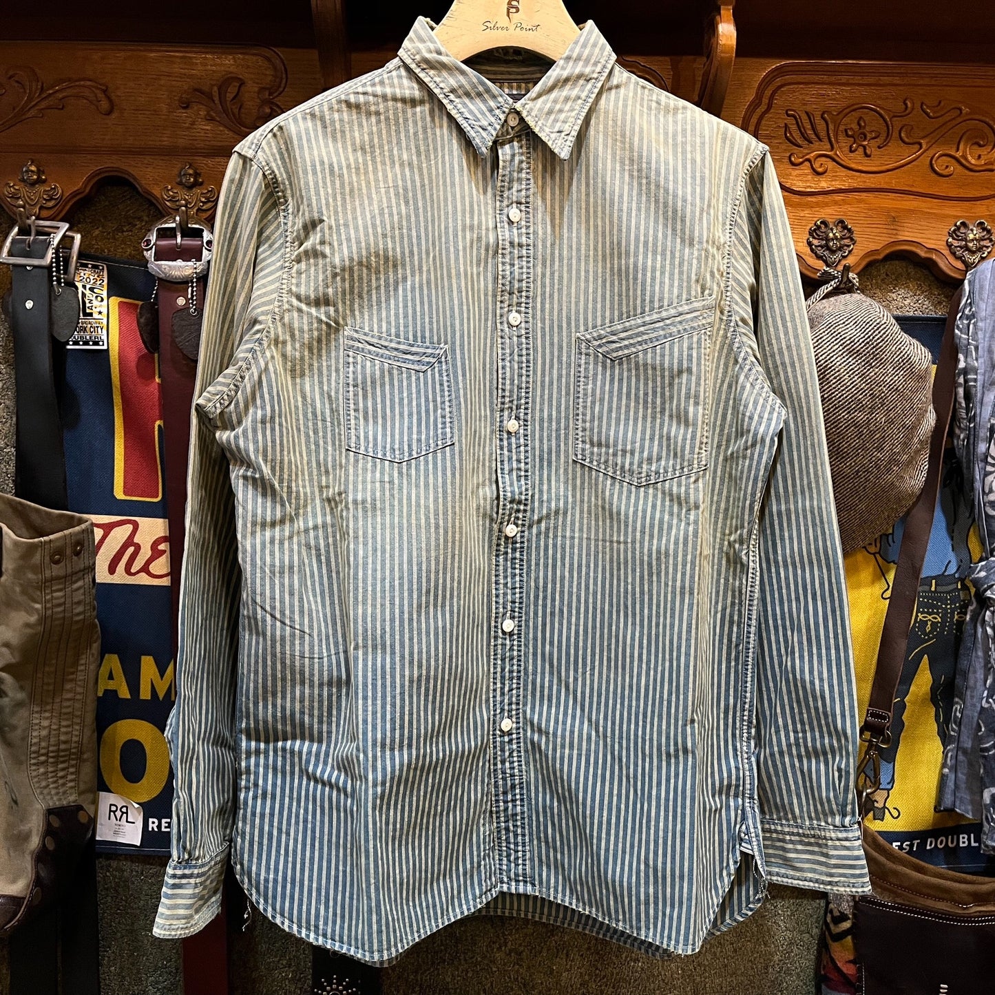 RRL Vintage Distressed Striped Shirt