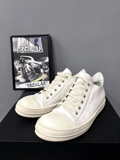 Rick Owens 17FW Milk White Leather Sneakers
