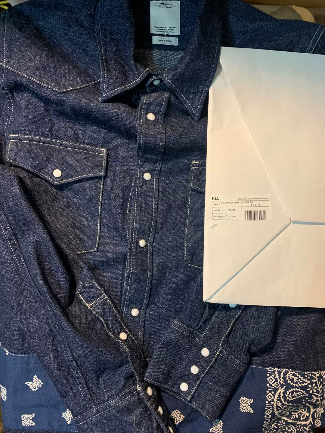 VISVIM 5-NATION Bandana Border Shirt One Wash