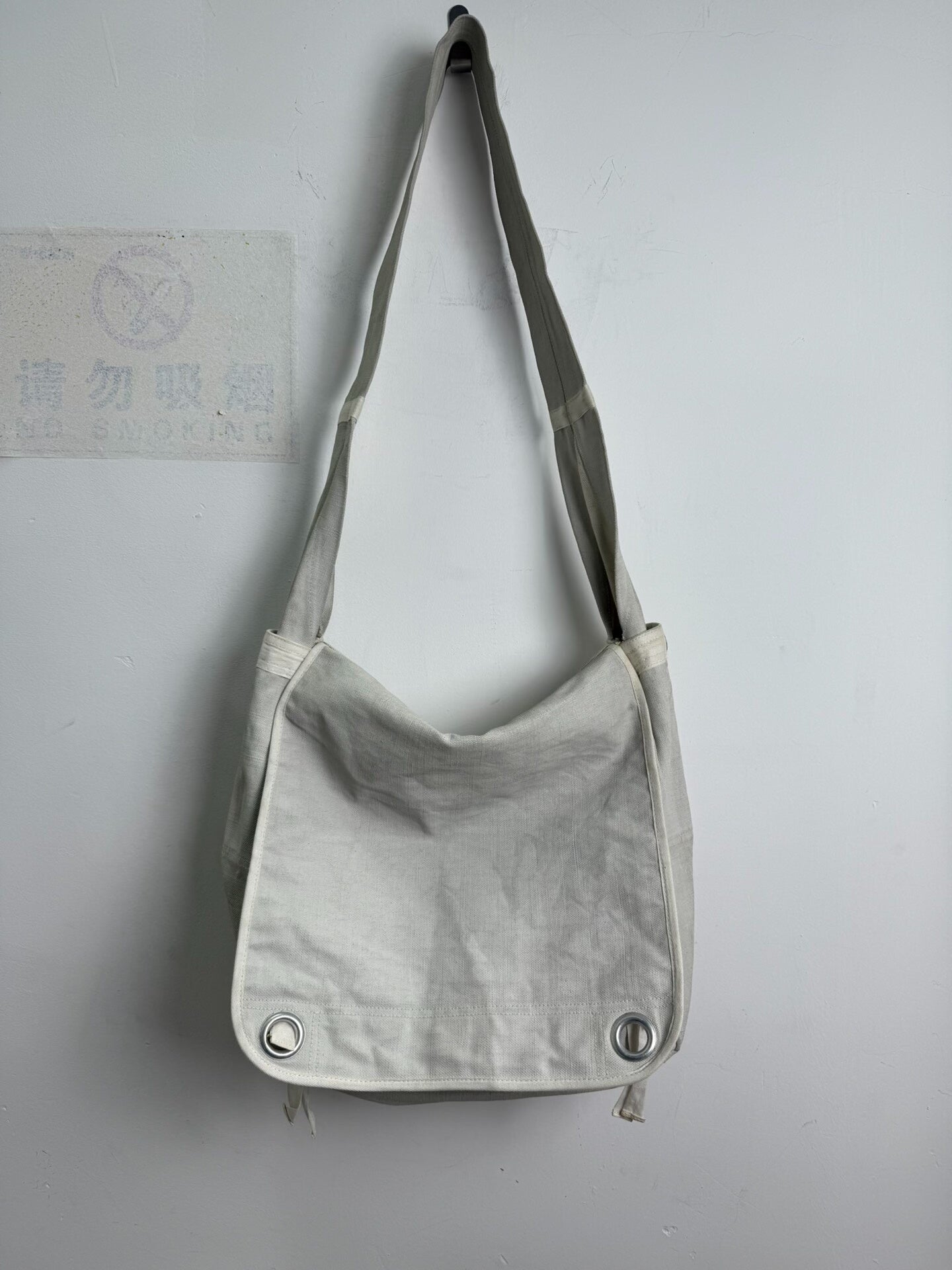 vintage dries van noten 90s waxed denim bag