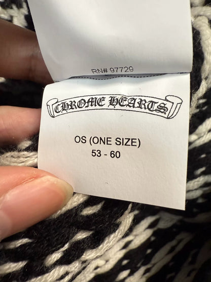 Chrome Hearts Cross Leather Patch Houndstooth Cashmere Beanie