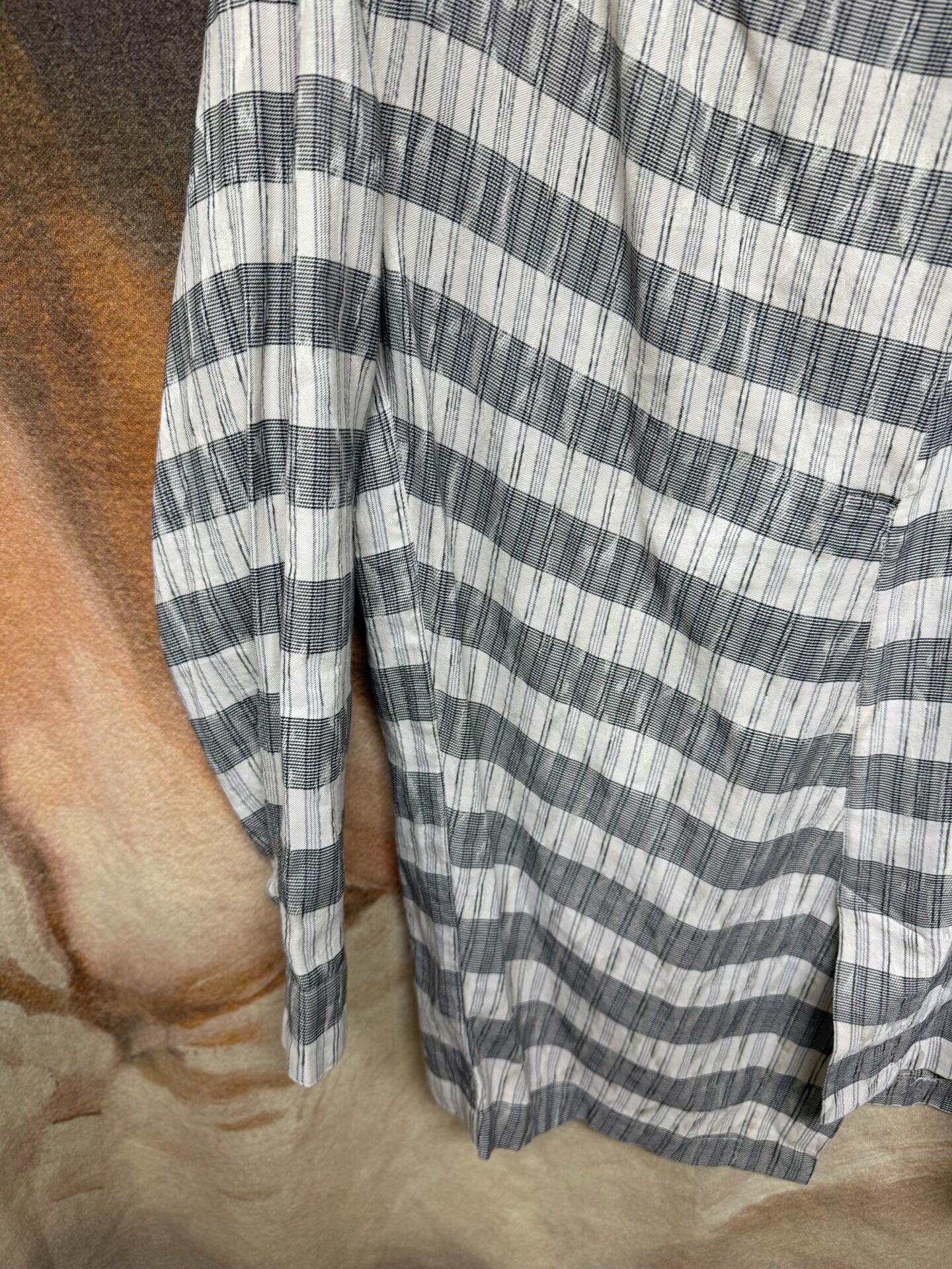 issey miyake striped linen collar shirt