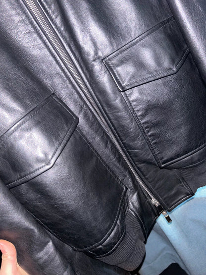 Dior Men Leather Jacket with Oversized Pockets
