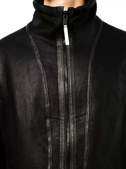 isaac sellam experience leather jacket in black