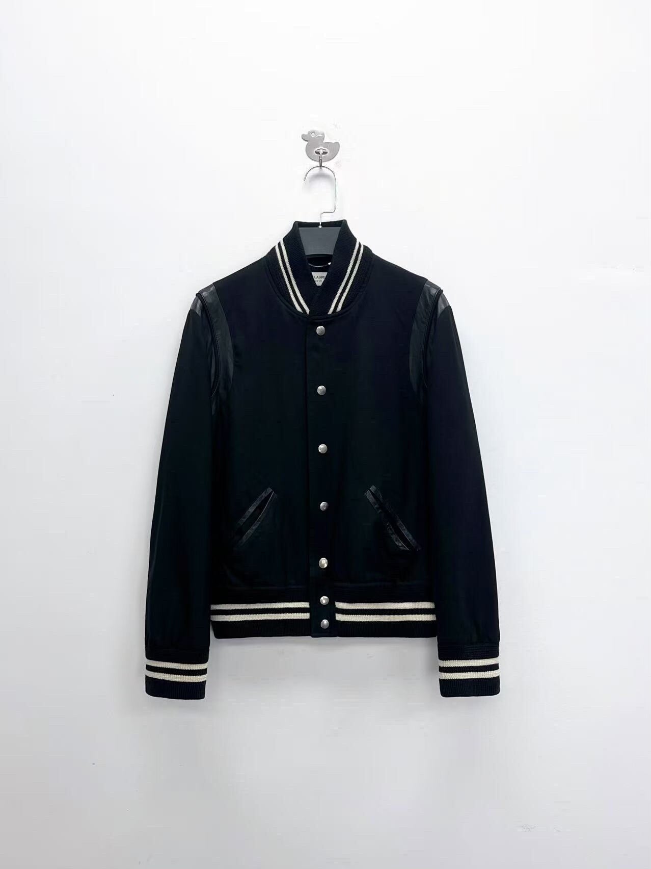 black and white striped baseball jacket