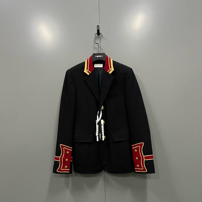 Saint Laurent Black Blazer Red Gold Trim