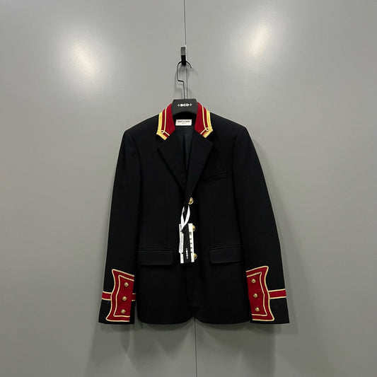 Saint Laurent Black Blazer Red Gold Trim