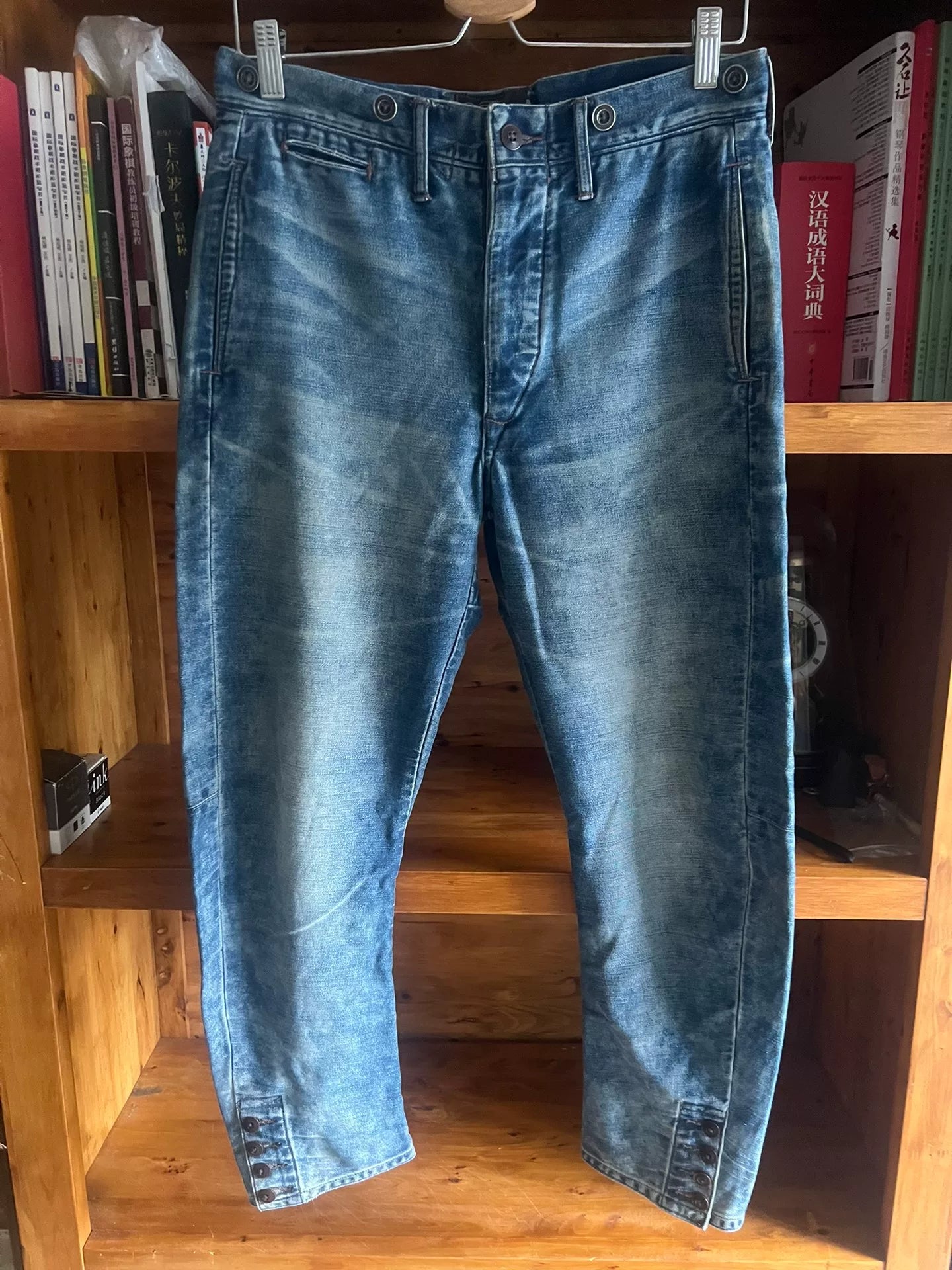 double rrl denim suspender pants