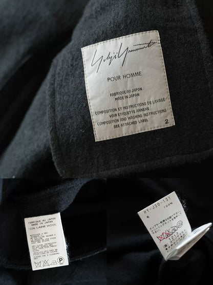 yohji yamamoto wool coat with print design