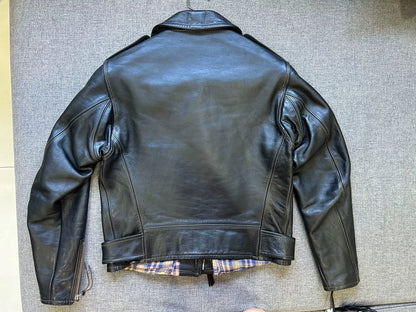 vintage black leather motorcycle jacket