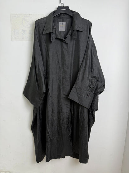 issey miyake 80s oversized black coat