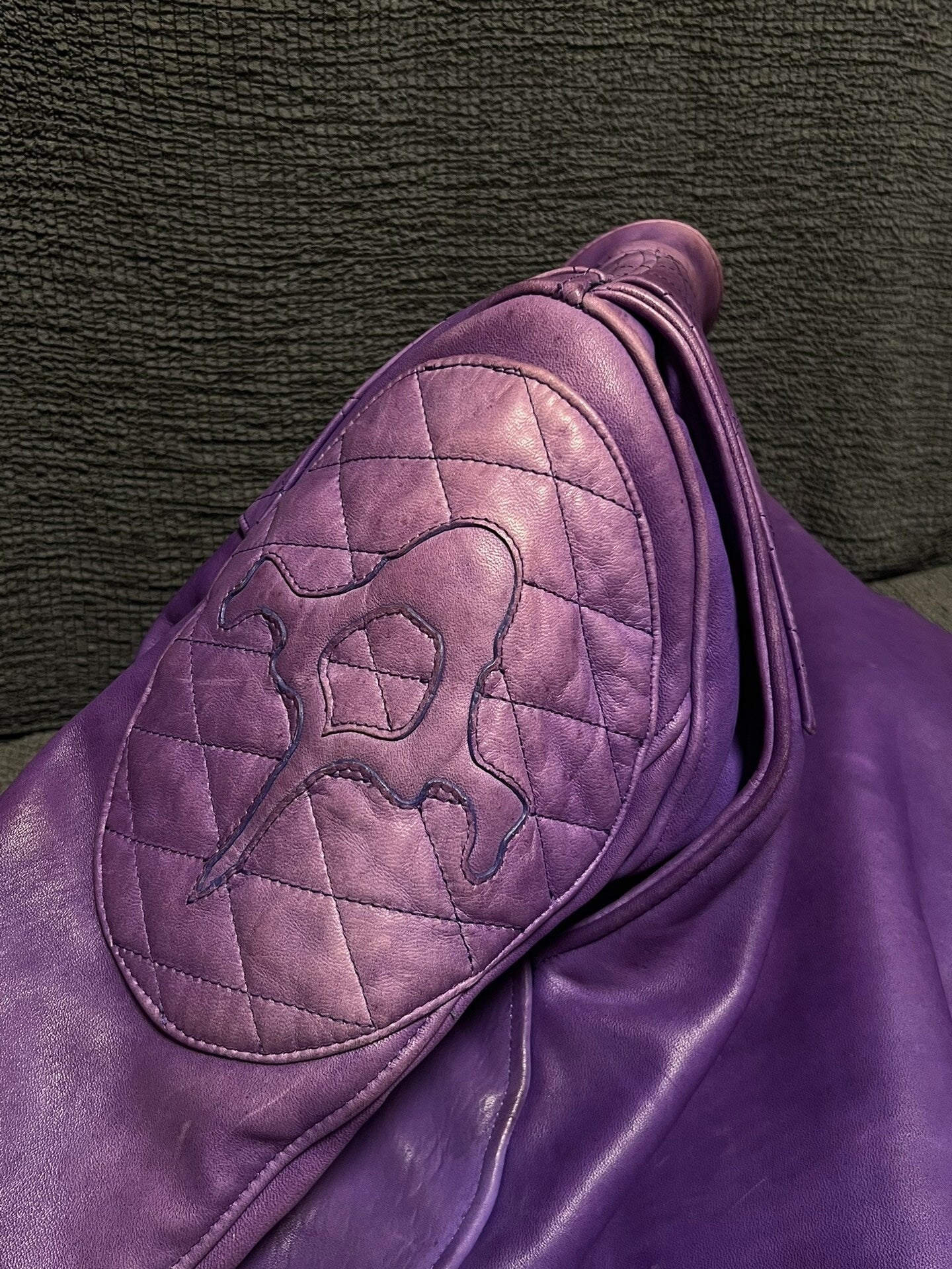 purple vintage leather motorcycle jacket