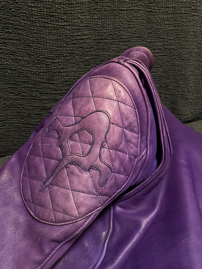 purple vintage leather motorcycle jacket
