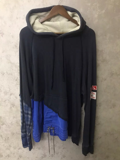 layered hooded sweatshirt with unique details