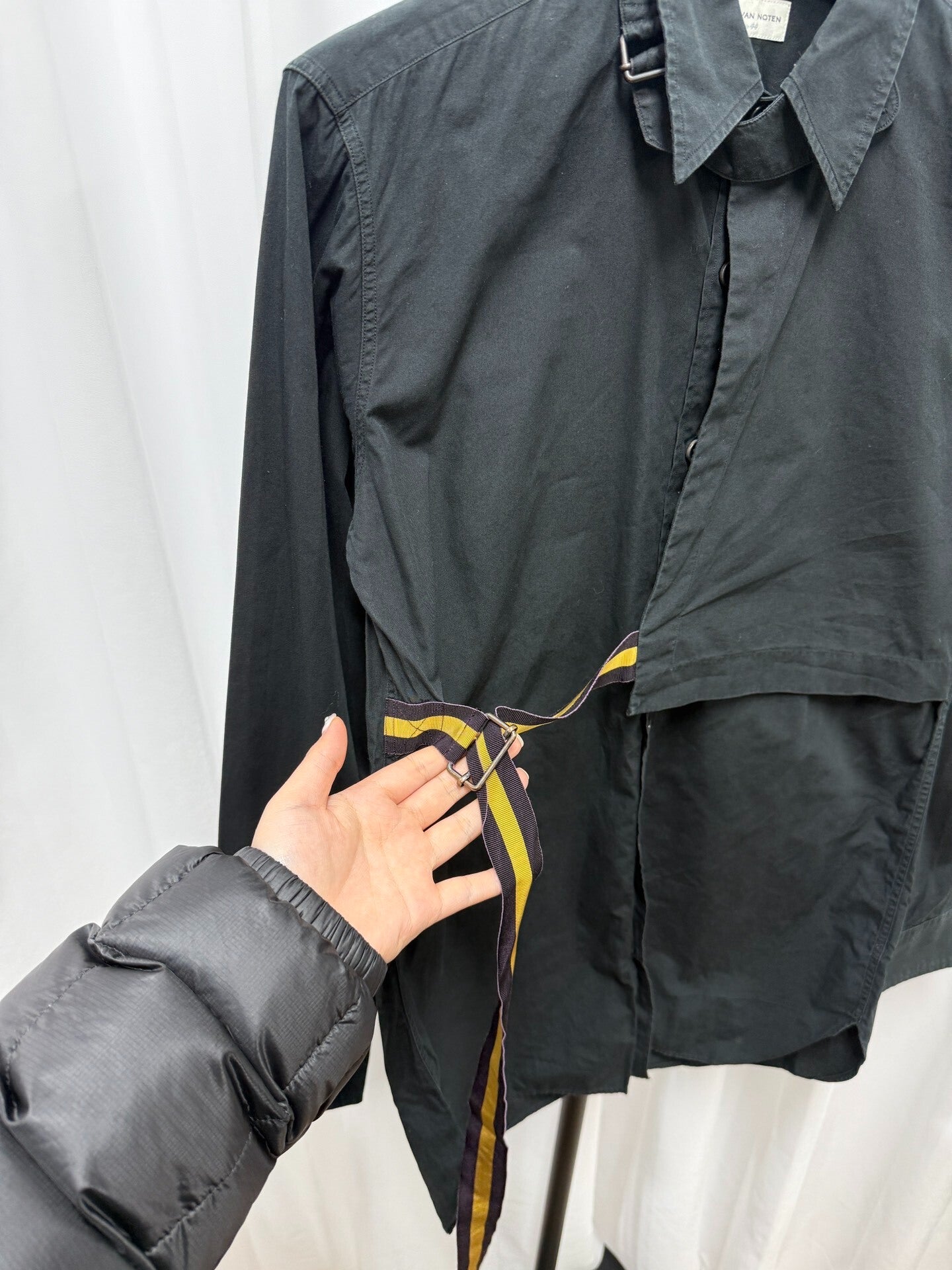 Dries van Noten Black Deconstructed Wrap Shirt