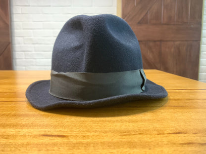 deep blue wool fedora hat for men