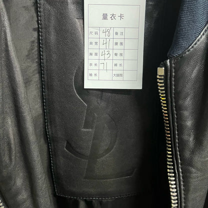 Yves Saint Laurent Black Leather Bomber Jacket