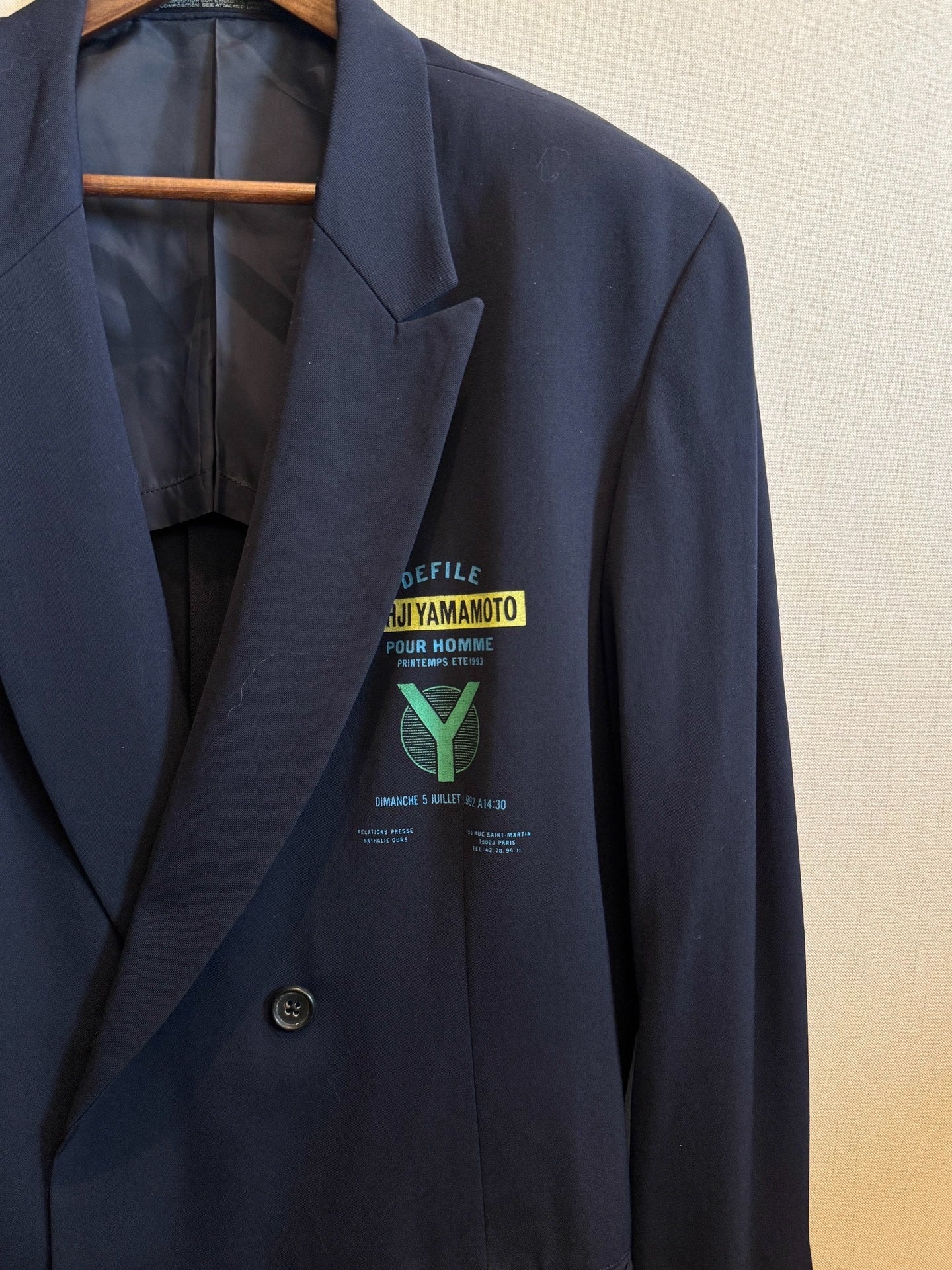 Yohji Yamamoto 93SS Navy Double-Breasted Blazer