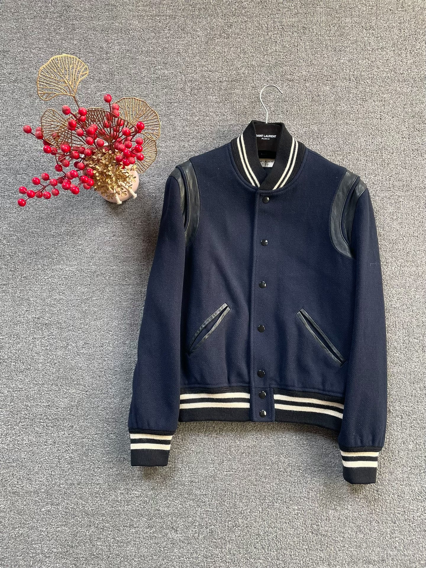 Saint Laurent 14FW Navy Varsity Jacket