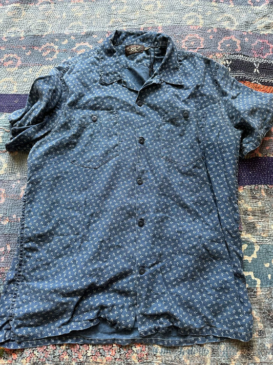 RRL Blue Dye Anchor Shirt Large
