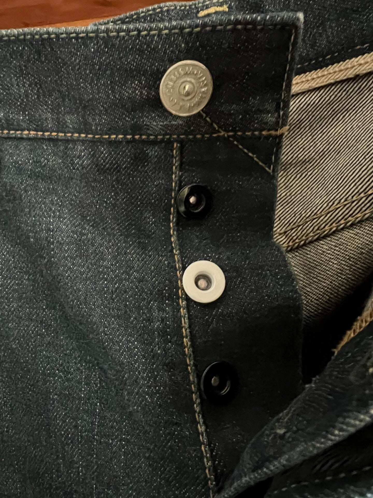 visvim red ear raw denim straight jeans