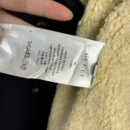 gucci black panther embroidered wool coat