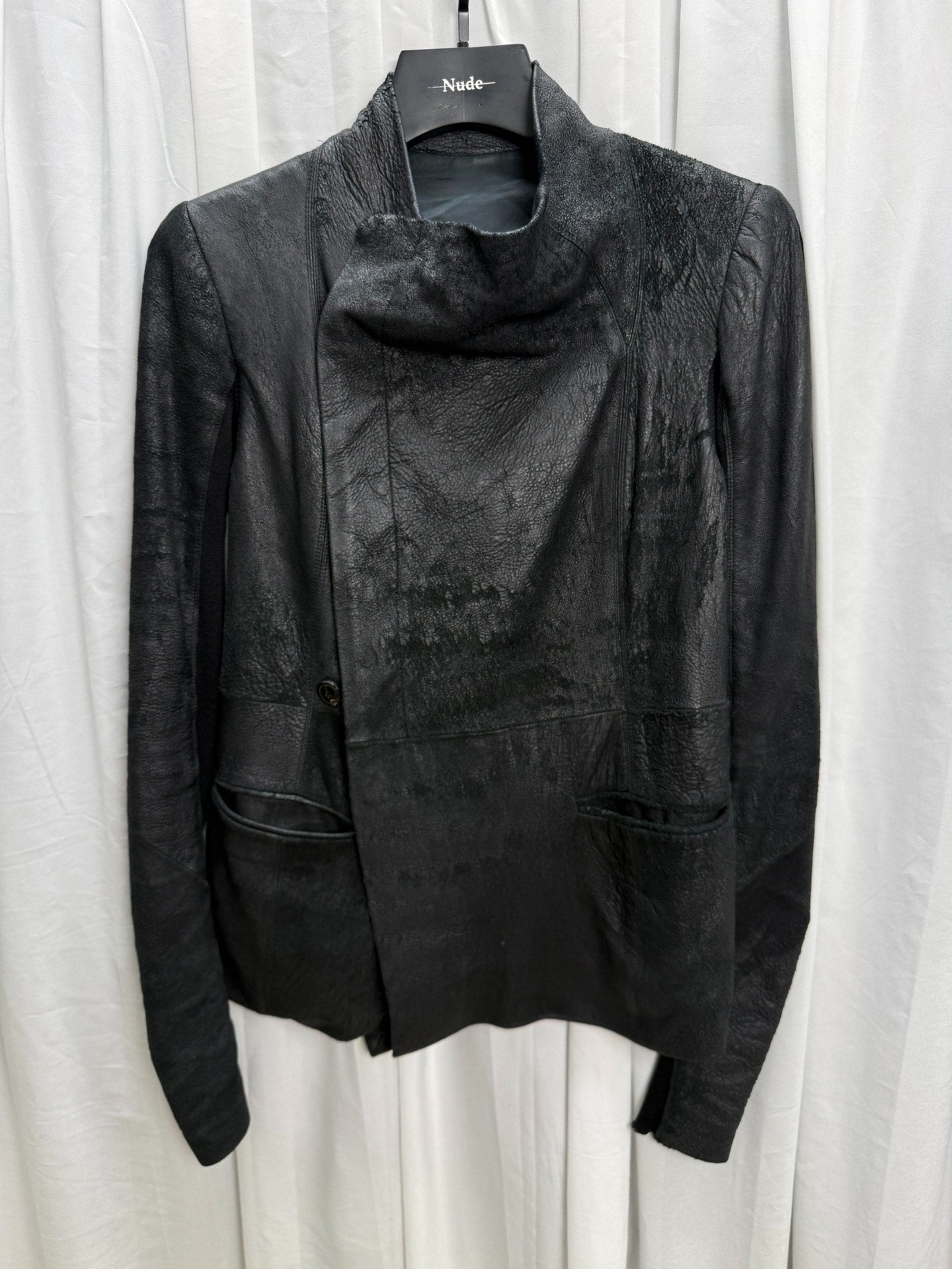 Rick Owens Suede Distressed Biker Jacket