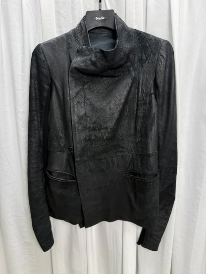 Rick Owens Suede Distressed Biker Jacket