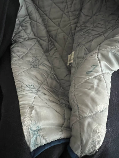 classic black melton wool double-breasted coat