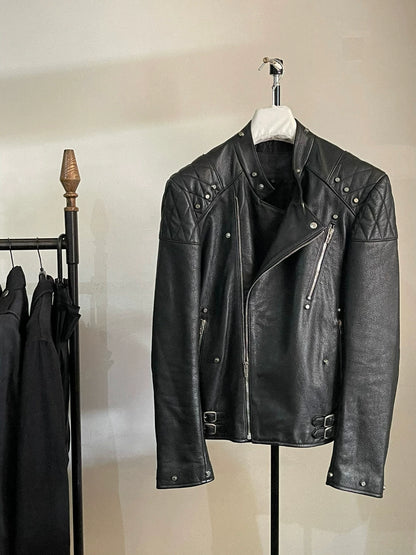 alexander mcqueen leather jacket with swallow design