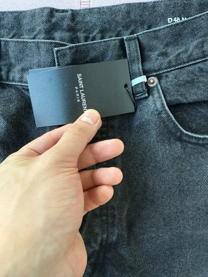 Saint Laurent Black High-Waist Straight Jeans