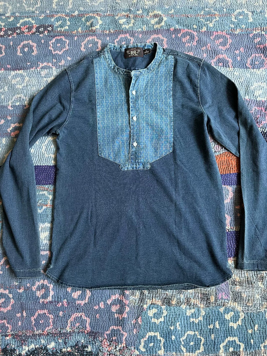 rrl indigo dye striped t-shirt