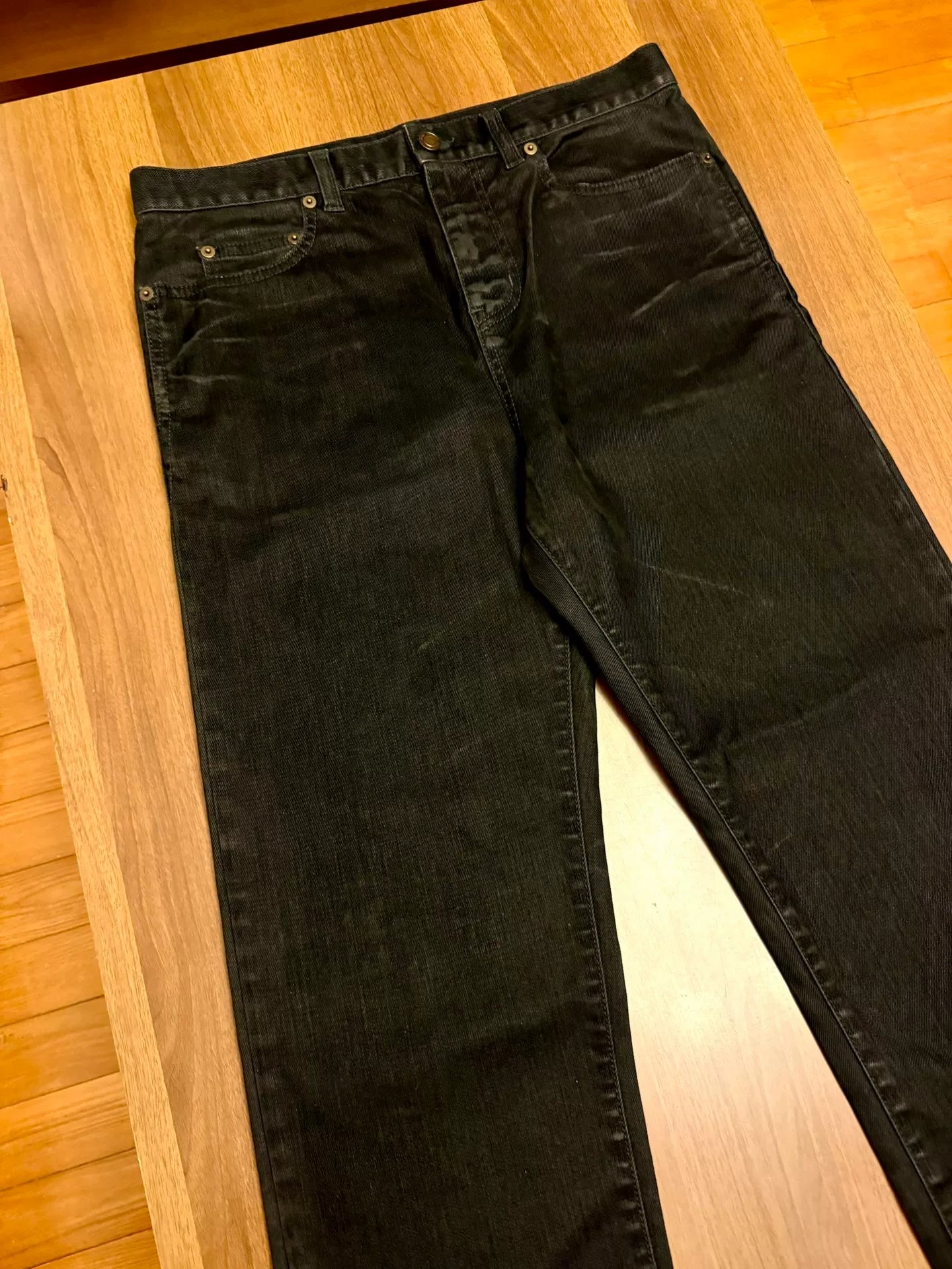 saint laurent black straight-leg denim pants